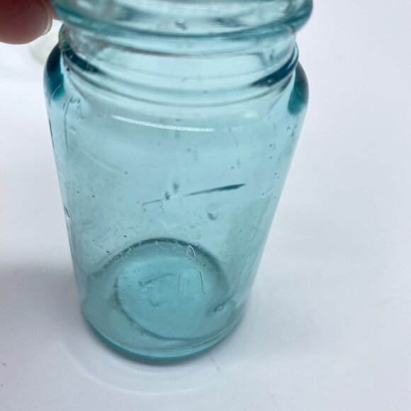 Vintage Lot of 3 Mellin's Food Jar Variety Glass Aqua Blue Clear 1 UV Reactive - Picture 7 of 16